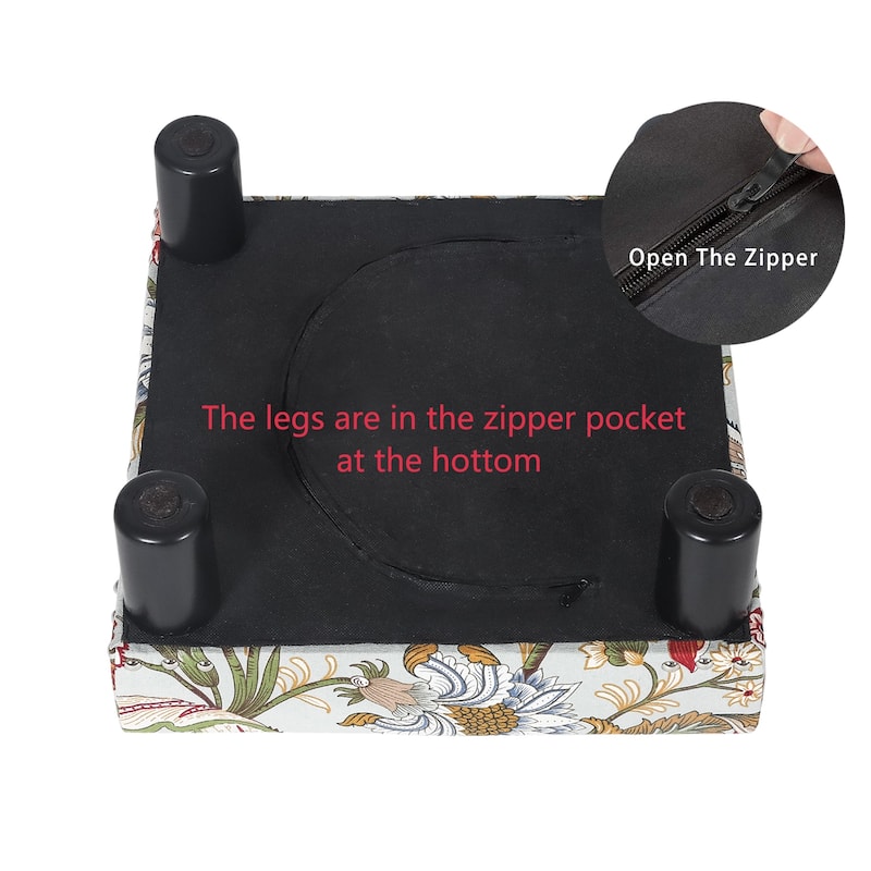Adeco Ottoman Upholstered Fabric Footrest Pet Steps Dog Stair Stool