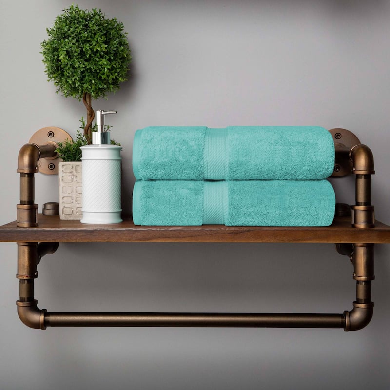 Superior Egyptian Cotton Pile Heavyweight Bath Towel Set of 2 - Turquoise
