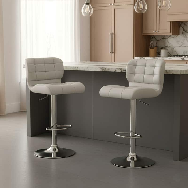 Adler Faux-leather and Metal Adjustable-height Bar Stool (Set of 2)
