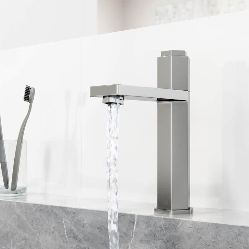 VIGO Nova 8" H Button Operated Single Hole Bathroom Faucet