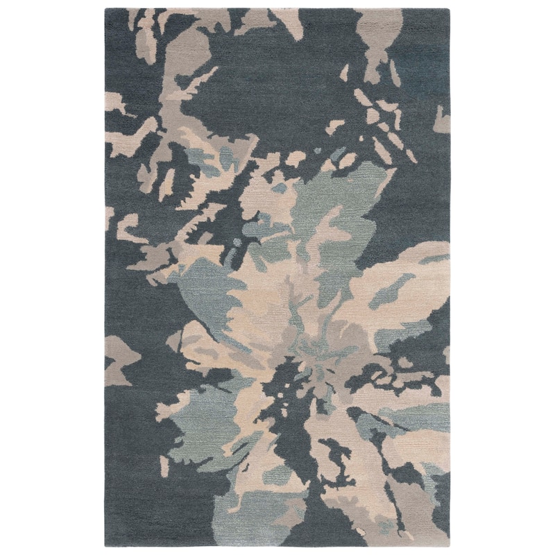 SAFAVIEH Handmade Bella Tinatin Modern Floral Wool Rug - 5' x 8' - Steel Blue