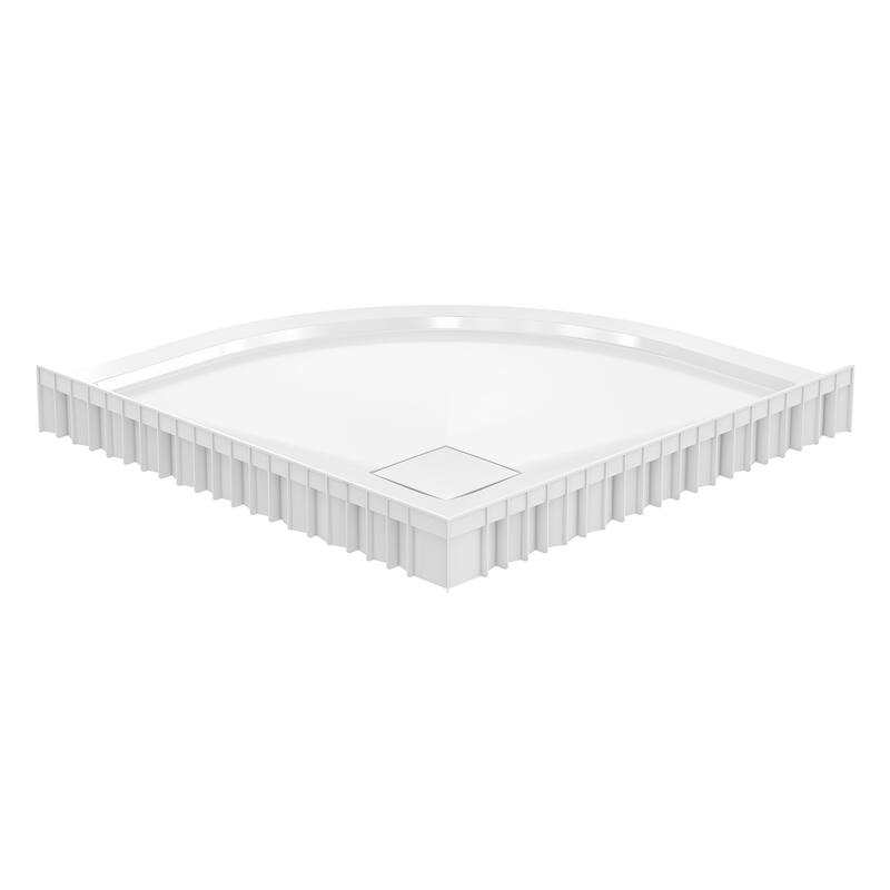 Marquette 38" X 38" Round Corner Double-Threshold Shower Pan Base With Center Drain In Glossy White - 38 x 38