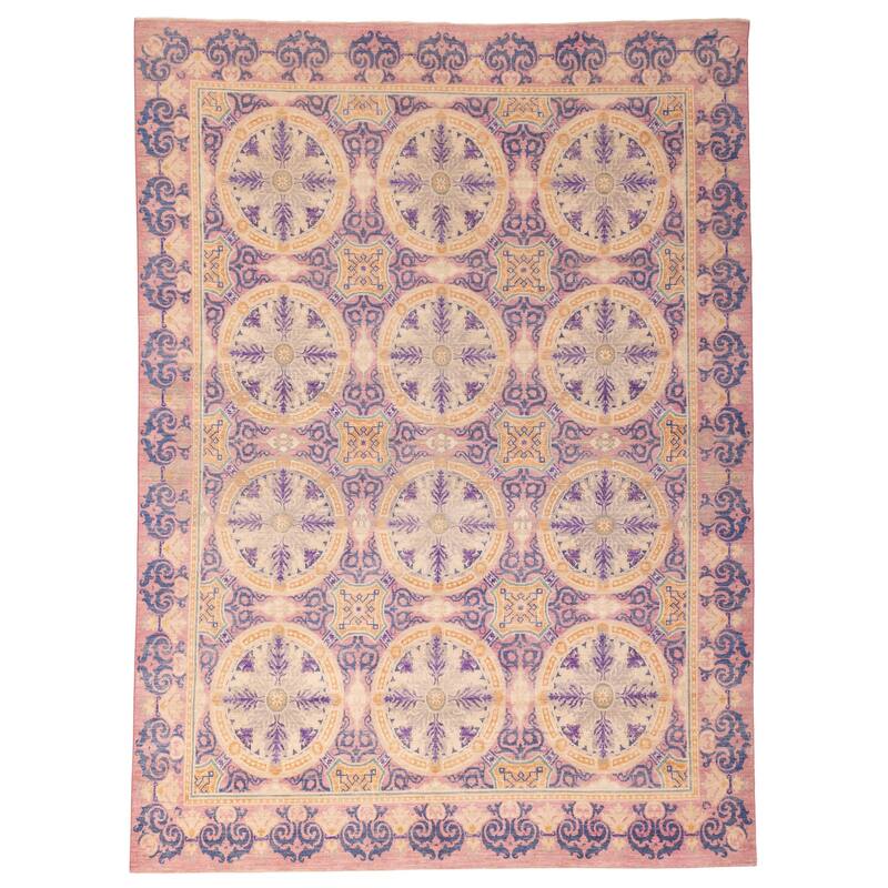 ECARPETGALLERY Hand-knotted Signature Collection Violet Wool Rug - 9'0 x 12'2