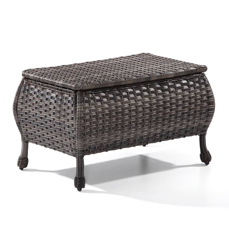 Cozywor Brown Wicker Outdoor Patio Storage Coffee Table