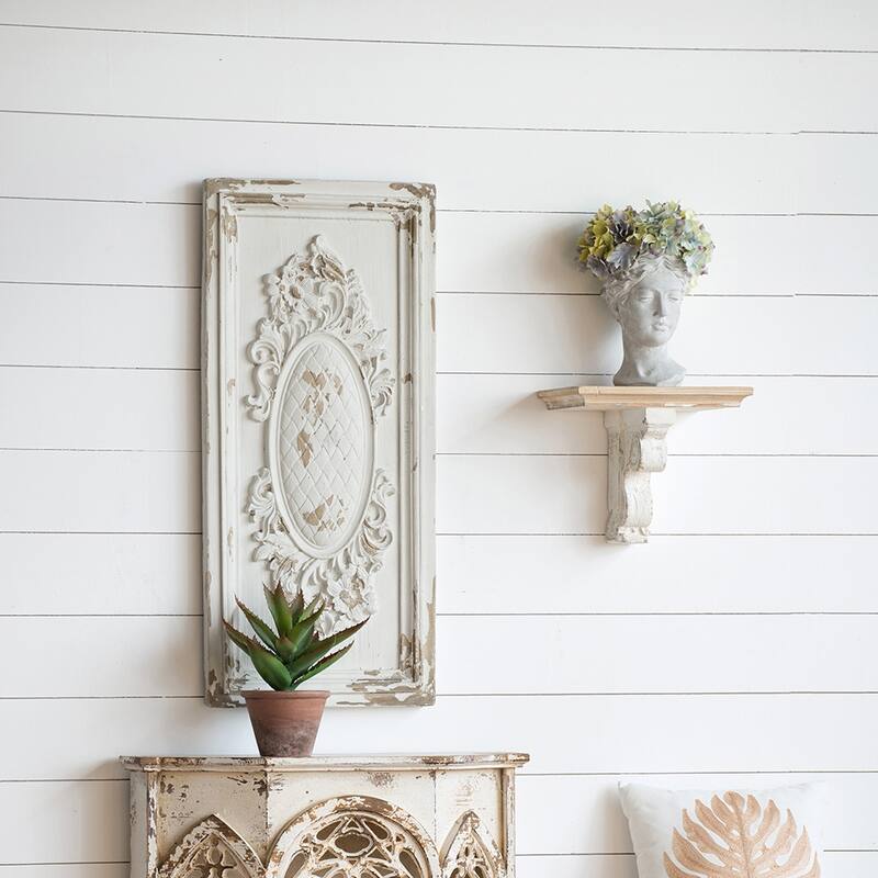 Modern 18.1" x 39.4" Rectangle Wall Art Panel in White - Off-White
