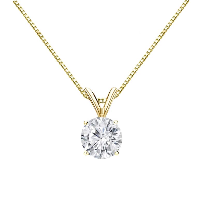 Auriya 14k Gold 3/4ctw Round Solitaire Diamond Necklace (H-I, VS1-VS2)