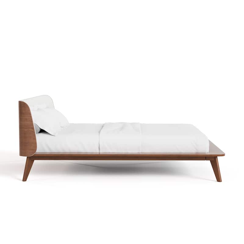 Furniture of America Beau Midcentury 2-Piece Kids Boucle Wingback Low Profile Bed and Nightstand Set