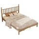 preview thumbnail 13 of 25, Queen Size Wood Platform Bed with Gourd Shaped Headboard, Retro Style Platform Bed with Wooden Slat Support, White