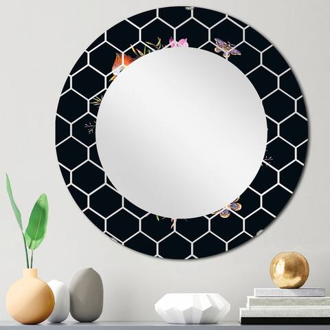 Designart 'Little Bird On Colourful Bouquet Of Wildflowers II' Printed Traditional Wall Mirror