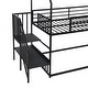 preview thumbnail 25 of 24, House-Design Twin over Twin Metal Bunk Bed with Slide and Staircase,Modern Style