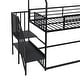 preview thumbnail 8 of 7, Low Bunk Bed Metal House Frame Twin Over Twin w/Roof, Slide, Staircase