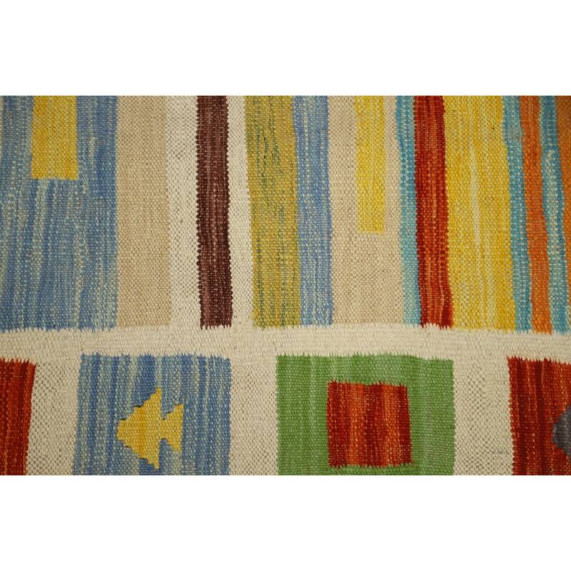 Hand Woven Oriental 100% Wool Carpet Southwestern Tribal Multi-Colored Kilim Area Rug - 6' 0'' X 3' 10''
