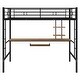 preview thumbnail 7 of 14, Twin/Full Size Metal Loft Bed w/Desk, Shelves & 2 Built-in Ladders, Sturdy Metal Twin/Full Bedframe w/Safety Guardrails for Kids