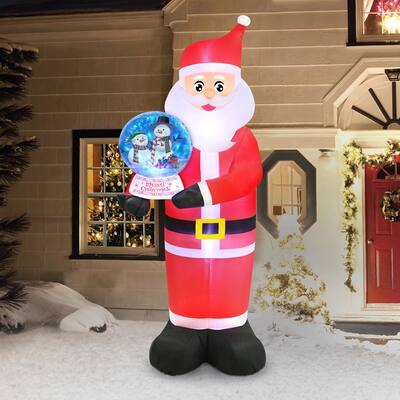 Occasions 8' Inflatable Santa Holding Swirling Lights Snow Globe, Multicolored