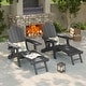 preview thumbnail 9 of 54, Bonosuki 2-Piece Folding Adirondack Chairs with Retractable Ottoman, Fire Pit Patio Chair with Cup Holder Black