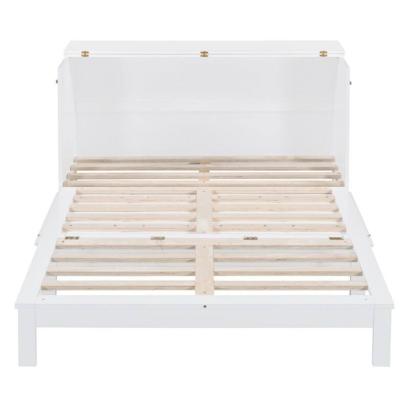Full/Queen Size Murphy Bed Wall Bed with a Large Drawer, Foldable Murphy Cabinet Bed with a set of Sockets & USB Ports