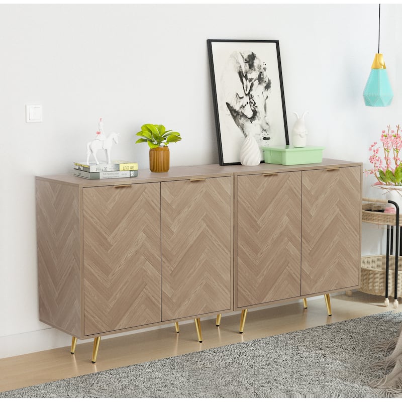 Anmytek Modern Wood 2-Door Buffet Sideboard Kitchen Accent Cabinet with Adjustable Shelf - 30.8" W x 15.7" D x 30.5" H