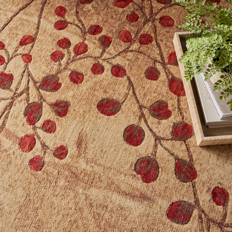 Nourison Susan Contemporary Floral Indoor only Area Rug. - 5' 3" x 7' 5" - Latte