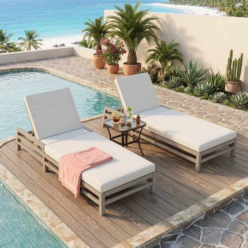 5-Position Adjustable Outdoor Chaise Lounge with Plush Cushions by Leisure Zone