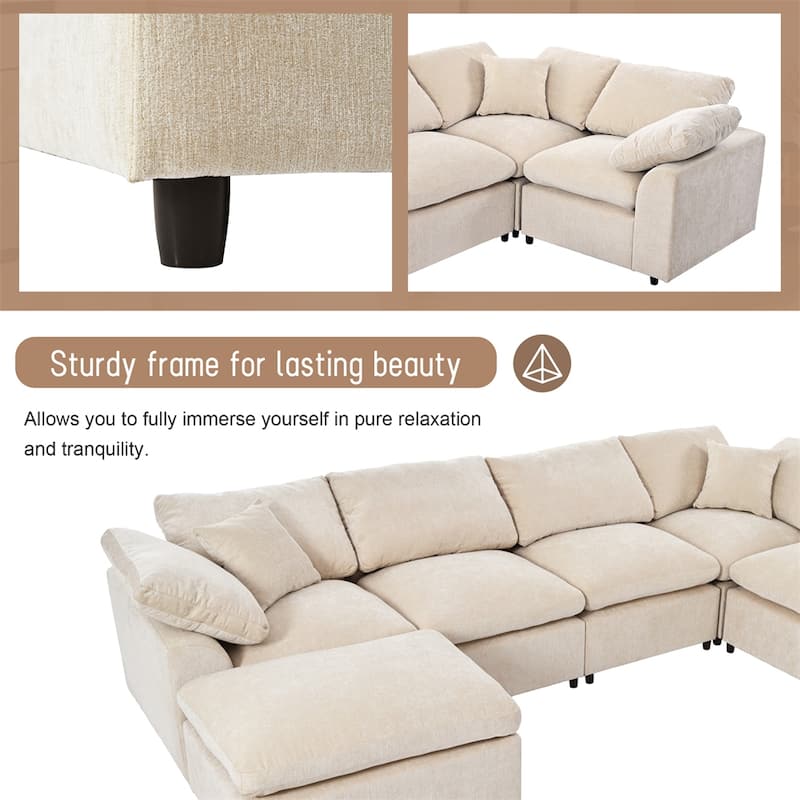 Oversized Modular Sectional Sofa w/Ottoman L Shaped Corner Sectional