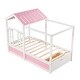 preview thumbnail 4 of 7, Treehouse Style House Roof Bunk Bed with Storage Staircase and Shelves - Solid Wood Slats Support (Twin over Full Size)