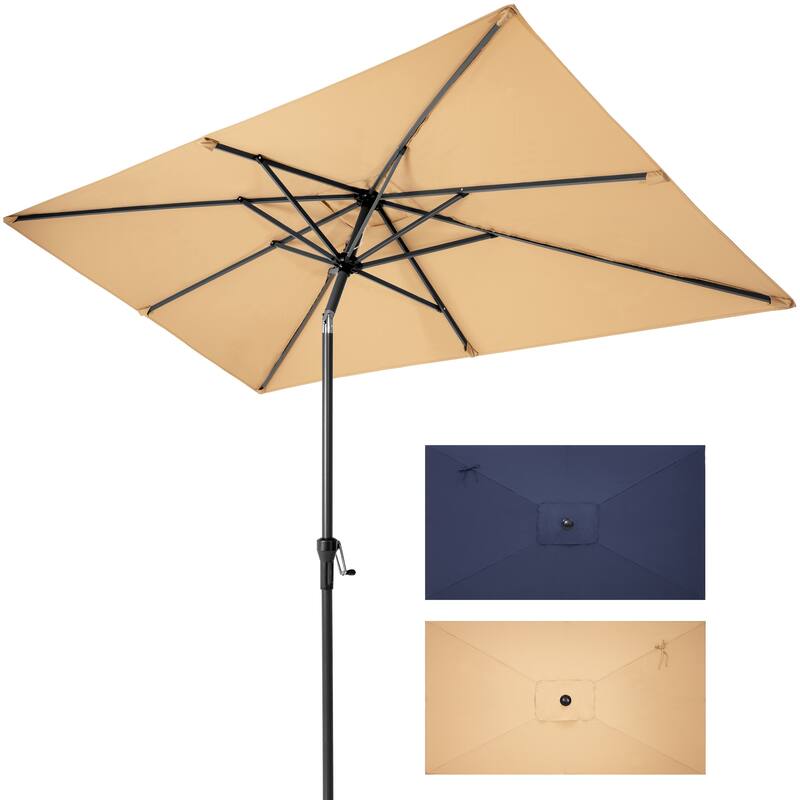 Crestlive Products 9 x 5 FT Crank-and-Tilt Patio Market Umbrella - Tan