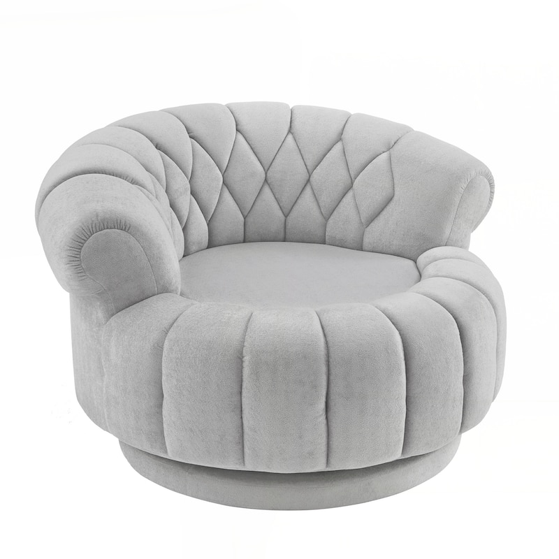 Accent Chair 360°Swivel Chair Sofa Barrel Swivel Chair Round Club Chair - Grey