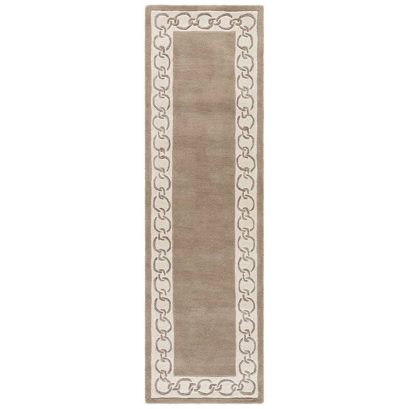 SAFAVIEH Handmade Metro Afet Wool Rug - 2'3" x 8' Runner - Taupe/Ivory