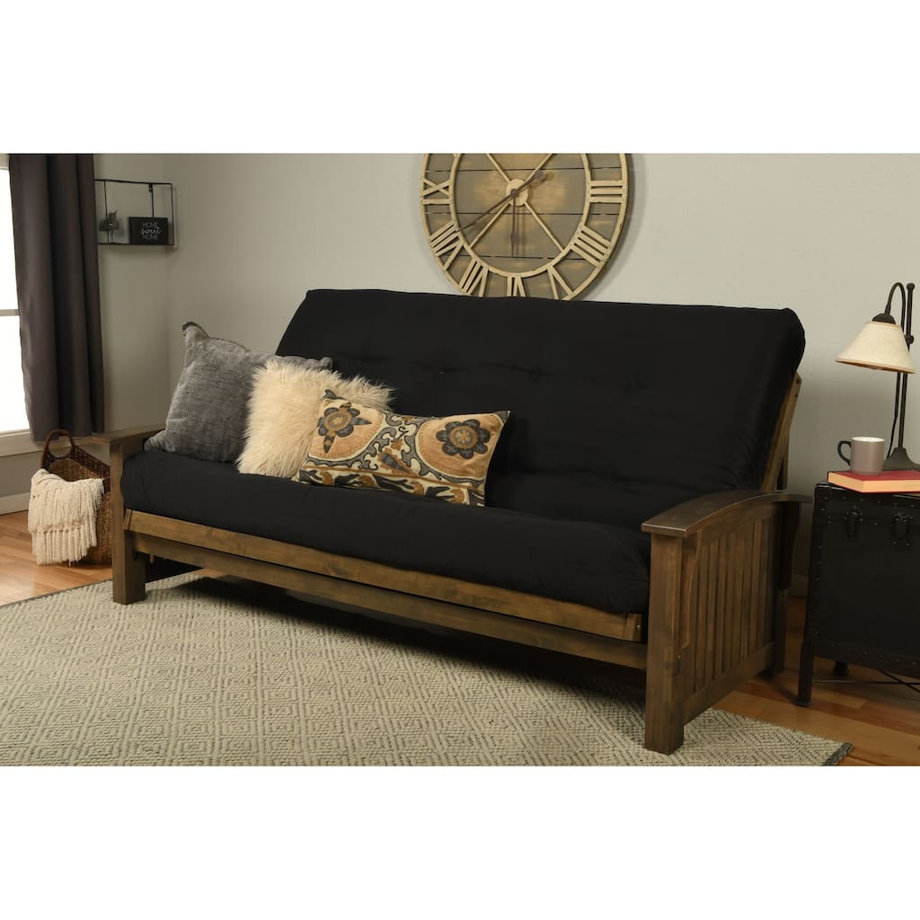 Somette Washington Queen-size Futon Set in Rustic Walnut Finish with Suede Mattress