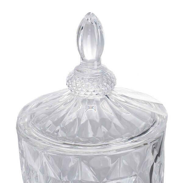 A&B Home Clear and Polished Silver 19-inch Diamond Pattern Lidded 