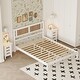 preview thumbnail 17 of 46, 3-Piece Queen Bedroom Set with Platform Bed, Rattan Headboard, and Nightstands White - Queen
