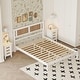 preview thumbnail 3 of 7, 3-Pieces Bedroom Sets Queen Size Wooden Platform Bed,Nightstands for Bedroom,White