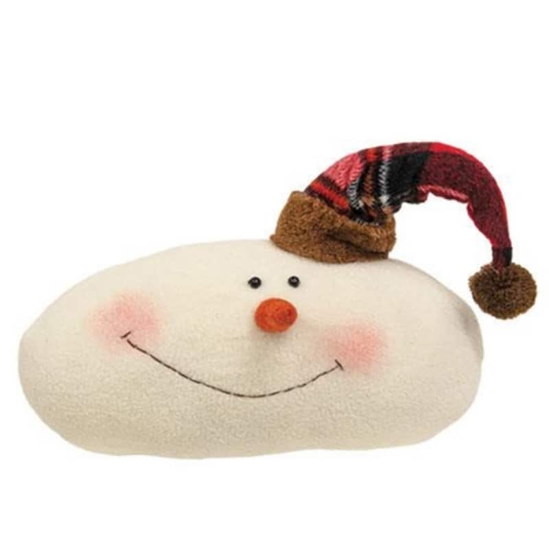 Winter Tartan Snowman Heads Plush Snowman Accents with Weighted Bottoms, 2 Asstd. - 8" high by 10" wide by 4" deep