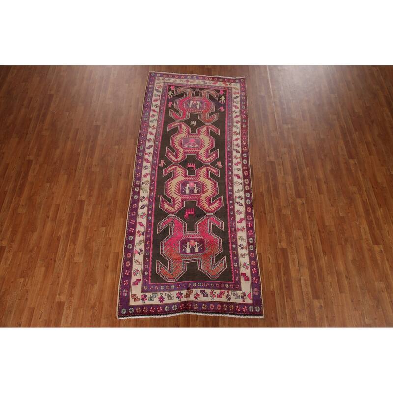 Ardebil Persian Runner Rug Hand-knotted Vintage Wool Carpet - 4'2" x 9'9"