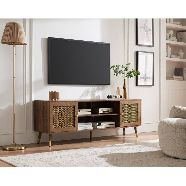 66'' Wood TV Stand Media Console For Tvs Up To 70", Classic Entertainment Center Media Console