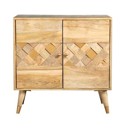 2 Doors Accent Cabinet with Tapered Legs in Natural