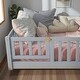 preview thumbnail 2 of 33, Twin Size Floor Bed with Fence and Door, Rubber Wood Frame with Safety Guardrails