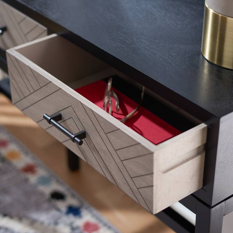 SAFAVIEH Lorraine 2-Drawer Console - 35.5" W x 13" L x 29.5" H - 36Wx13Dx30H - Black W