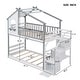 preview thumbnail 4 of 22, Twin Over Twin House Bunk Bed with Storage Stairs, Solid Wood Bedframe