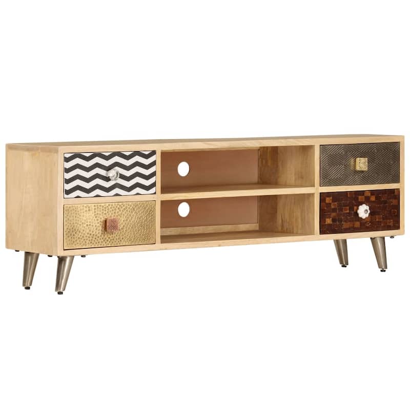 vidaXL TV Stand 47.2"x11.8"x15.7" Solid Wood Mango - Multi