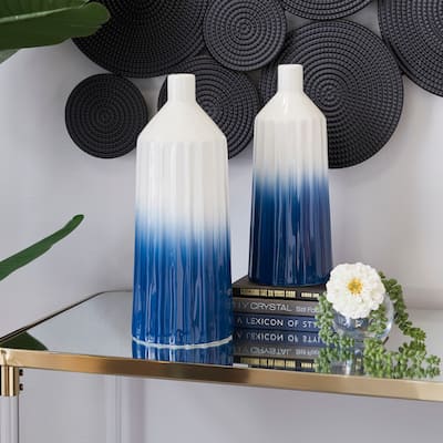 The Novogratz Blue Ceramic Handmade Ombre Vase (Set of 2) - 6 x 6 x 16
