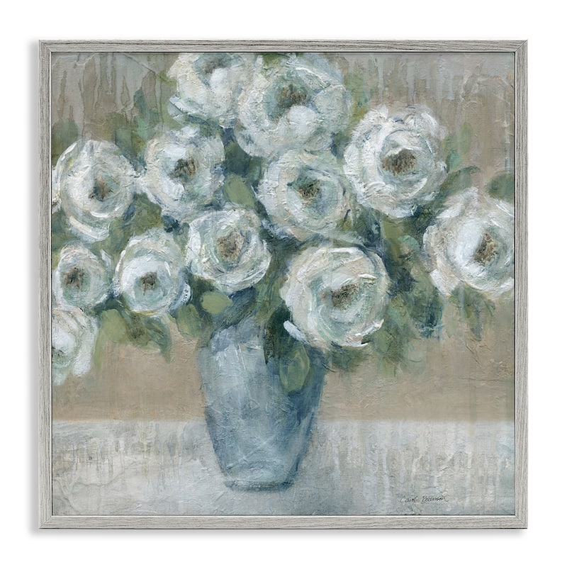 Stupell Round Painted Roses Framed Giclee Art Design By Carol Robinson - 24 x 24 - Grey