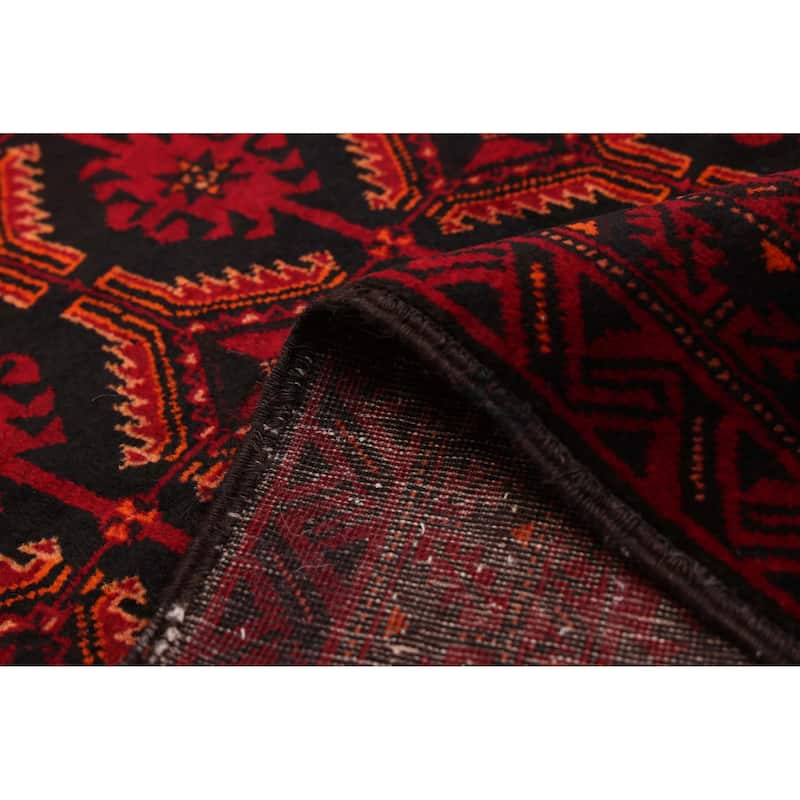 ECARPETGALLERY Hand-knotted Teimani Black, Red Wool Rug - 3'3 x 7'1