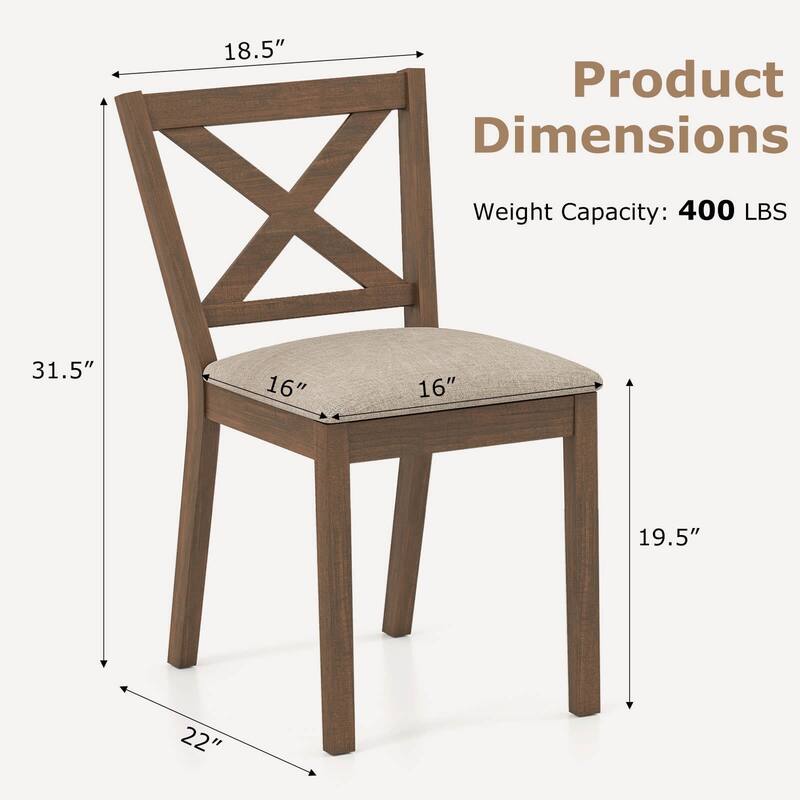 Costway Dining Chair Set of 2/4 Upholstered Seat & Breathable X-shaped
