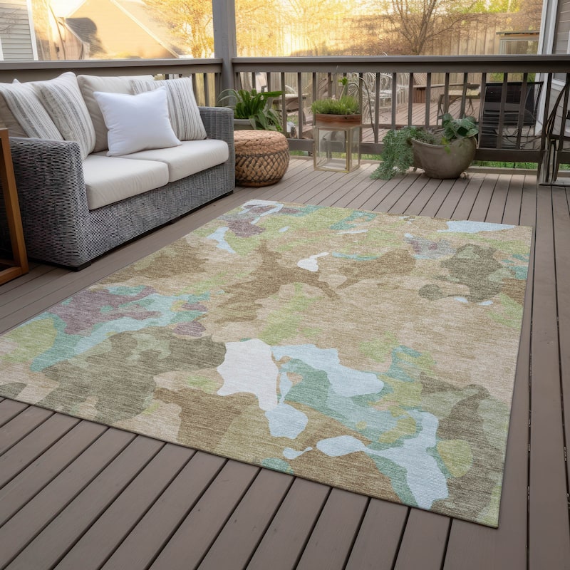 Machine Washable Indoor/Outdoor Modern Brushstrokes Chantille Rug