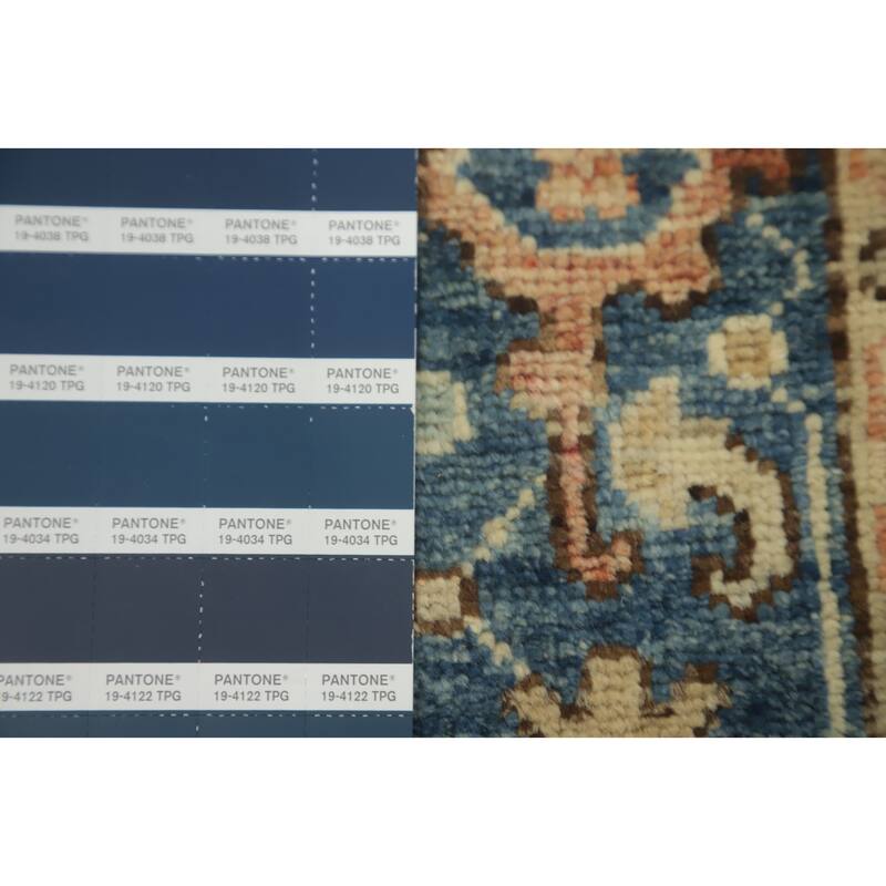 Hand Knotted Oriental 100% Wool Carpet Traditional All-Over Green Ziegler Runner Rug - 11' 10'' X 3' 1''