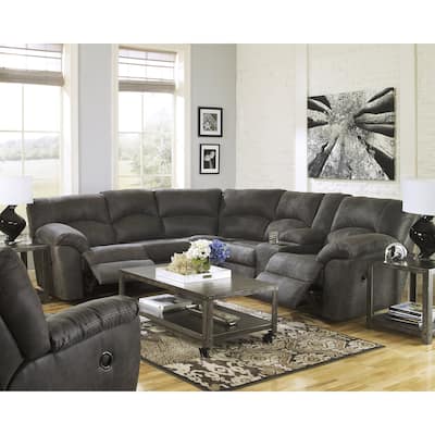 Signature Design by Ashley Tambo Gray 2-Piece Sectional with Recliner - 117" W x 104" D x 38" H