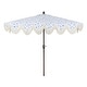 preview thumbnail 53 of 132, 9ft Half Market Umbrella, Scalloped, Crank, Tilt, UV, by JONATHAN Y Blue/White
