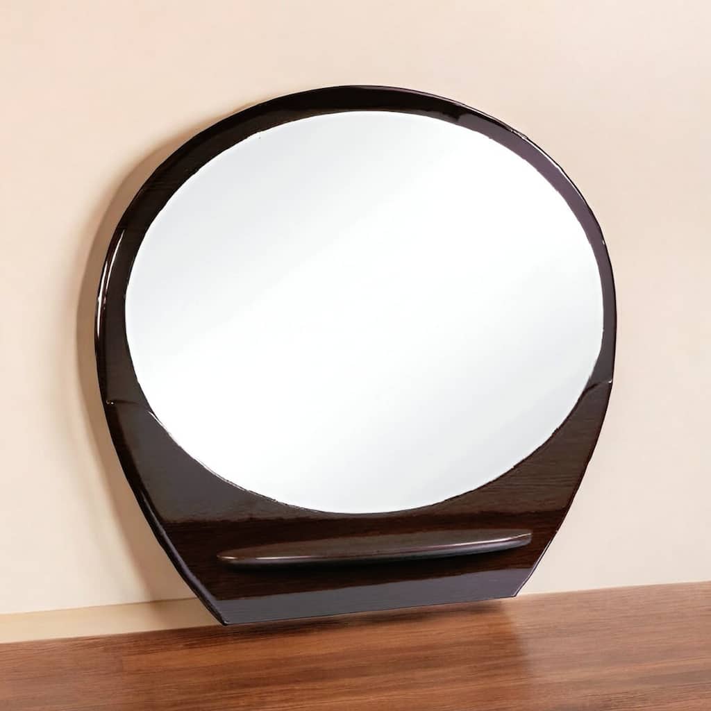 HomeRoots 39" Brown Oval Wood Framed Mounted Dresser Mirror - 47' X '39' X '6
