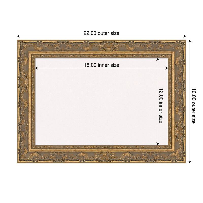 Filigree Gold Framed Cork Board - Bulletin Board, Organization Board, Pin Board - White - 22 x 16 in